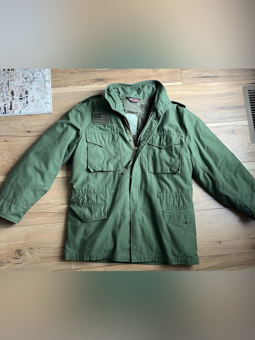 TRU-SPEC M65 Style Field Jacket Small Olive Green Hooded Military Coat